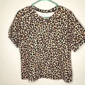 Anthropologie Velvet by Graham & Spencer Ashlyn Leopard Top Sz S